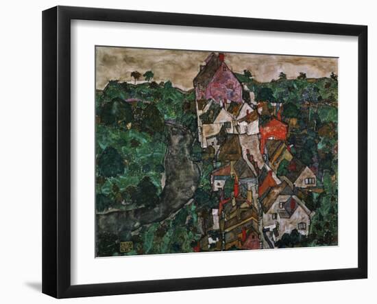 Landscape at Krumau, 1910-16-Egon Schiele-Framed Giclee Print