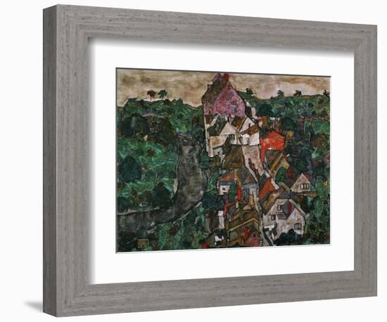 Landscape at Krumau, 1910-16-Egon Schiele-Framed Giclee Print