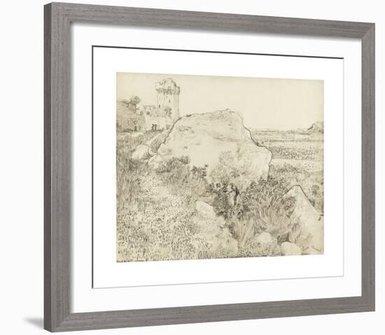 Landscape at Montmajour Abbey in Arles, 1888-Vincent Van Gogh-Framed Premium Giclee Print