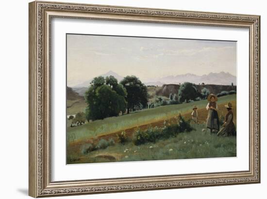 Landscape at Mornex, about 1842-Jean-Baptiste-Camille Corot-Framed Giclee Print