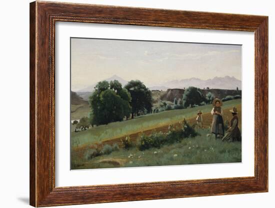 Landscape at Mornex, about 1842-Jean-Baptiste-Camille Corot-Framed Giclee Print
