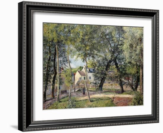 Landscape at Osny Near the Drinking Trough (Paysage a Osny Pres De L'Abreuvoir), 1883-Camille Pissarro-Framed Giclee Print