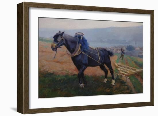 Landscape at Romeny, the Horse (Oil on Canvas)-Jules Ernest Renoux-Framed Giclee Print