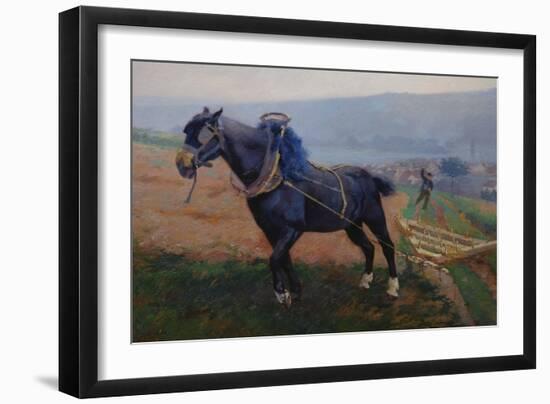 Landscape at Romeny, the Horse (Oil on Canvas)-Jules Ernest Renoux-Framed Giclee Print