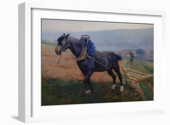 Landscape at Romeny, the Horse (Oil on Canvas)-Jules Ernest Renoux-Framed Giclee Print