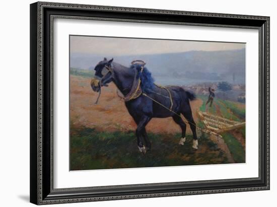 Landscape at Romeny, the Horse (Oil on Canvas)-Jules Ernest Renoux-Framed Giclee Print