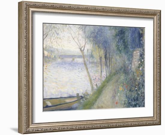 Landscape at the Edge of the Seine with the Pont D'Argenteuil-Pierre-Auguste Renoir-Framed Giclee Print