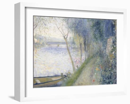 Landscape at the Edge of the Seine with the Pont D'Argenteuil-Pierre-Auguste Renoir-Framed Giclee Print