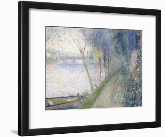 Landscape at the Edge of the Seine with the Pont D'Argenteuil-Pierre-Auguste Renoir-Framed Giclee Print