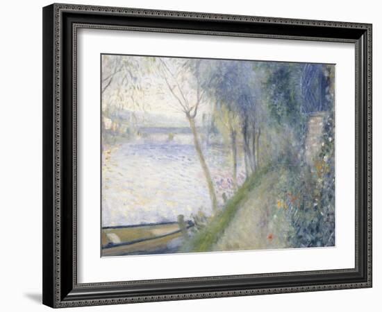 Landscape at the Edge of the Seine with the Pont D'Argenteuil-Pierre-Auguste Renoir-Framed Giclee Print