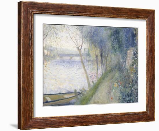 Landscape at the Edge of the Seine with the Pont D'Argenteuil-Pierre-Auguste Renoir-Framed Premium Giclee Print