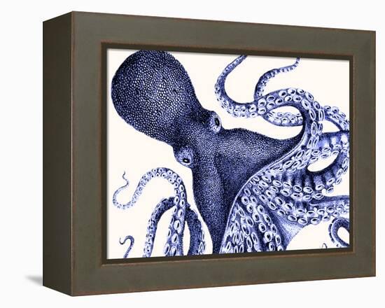 Landscape Blue Octopus-Fab Funky-Framed Stretched Canvas