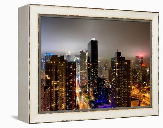 Landscape by Night, Misty View, Times Square, Manhattan, New York, United States-Philippe Hugonnard-Framed Premier Image Canvas