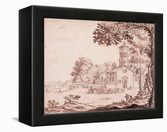 Landscape, Church and Coach-null-Framed Premier Image Canvas