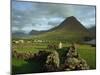 Landscape Containing Dry Stone Walls and a Small Settlement, Faroe Islands, Denmark, Europe-Woolfitt Adam-Mounted Photographic Print