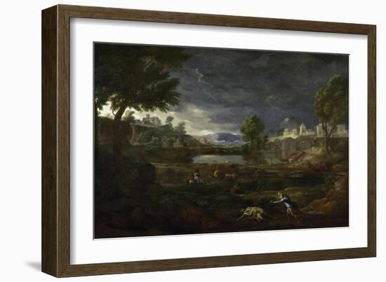 Landscape During a Thunderstorm with Pyramus and Thisbe, 1651-Nicolas Poussin-Framed Giclee Print