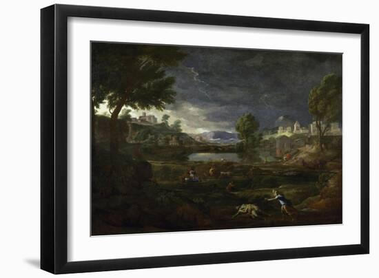Landscape During a Thunderstorm with Pyramus and Thisbe, 1651-Nicolas Poussin-Framed Giclee Print