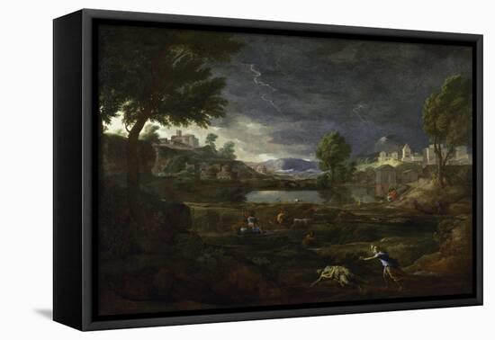 Landscape During a Thunderstorm with Pyramus and Thisbe, 1651-Nicolas Poussin-Framed Premier Image Canvas