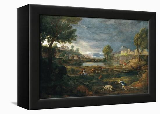 Landscape During a Thunderstorm with Pyramus and Thisbe-Nicolas Poussin-Framed Premier Image Canvas