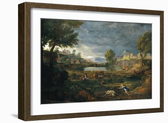 Landscape During a Thunderstorm with Pyramus and Thisbe-Nicolas Poussin-Framed Giclee Print