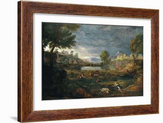 Landscape During a Thunderstorm with Pyramus and Thisbe-Nicolas Poussin-Framed Giclee Print