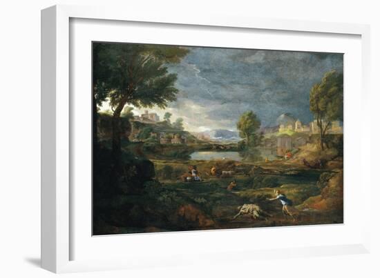 Landscape During a Thunderstorm with Pyramus and Thisbe-Nicolas Poussin-Framed Giclee Print