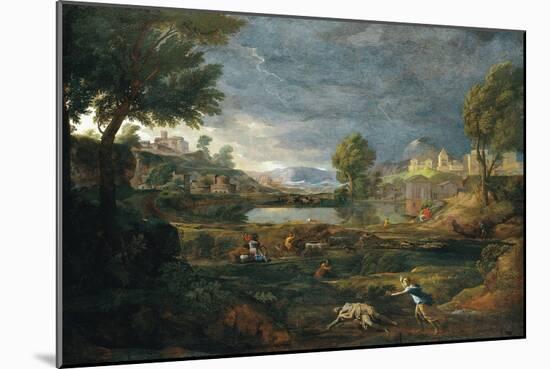 Landscape During a Thunderstorm with Pyramus and Thisbe-Nicolas Poussin-Mounted Giclee Print