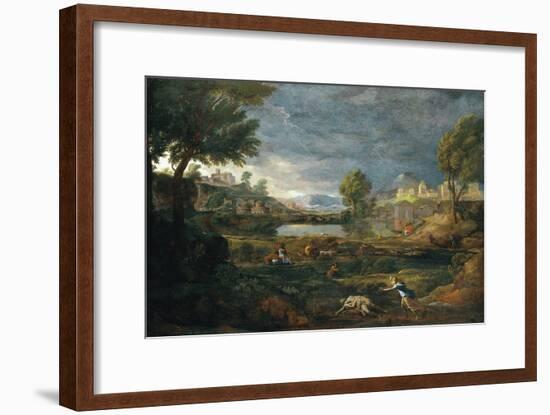 Landscape During a Thunderstorm with Pyramus and Thisbe-Nicolas Poussin-Framed Giclee Print