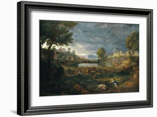 Landscape During a Thunderstorm with Pyramus and Thisbe-Nicolas Poussin-Framed Giclee Print