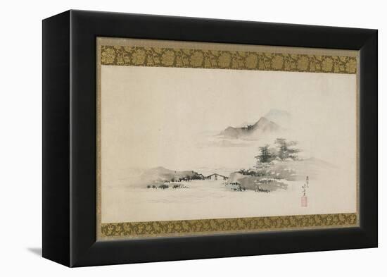 Landscape, Edo Period, C.1801-02 (Ink and Colour on Paper Mounted as Hanging Scroll)-Katsushika Hokusai-Framed Premier Image Canvas