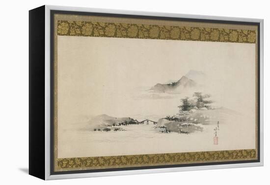 Landscape, Edo Period, C.1801-02 (Ink and Colour on Paper Mounted as Hanging Scroll)-Katsushika Hokusai-Framed Premier Image Canvas