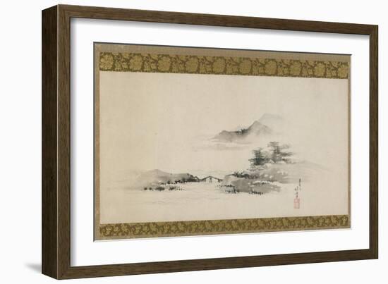 Landscape, Edo Period, C.1801-02 (Ink and Colour on Paper Mounted as Hanging Scroll)-Katsushika Hokusai-Framed Giclee Print