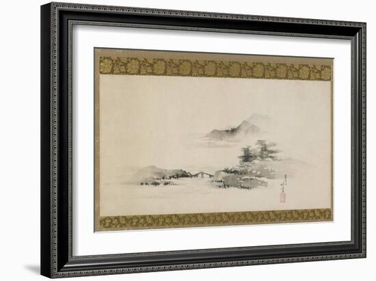 Landscape, Edo Period, C.1801-02 (Ink and Colour on Paper Mounted as Hanging Scroll)-Katsushika Hokusai-Framed Giclee Print