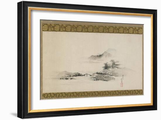 Landscape, Edo Period, C.1801-02 (Ink and Colour on Paper Mounted as Hanging Scroll)-Katsushika Hokusai-Framed Giclee Print