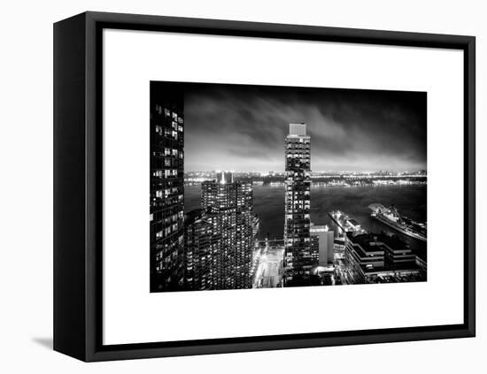 Landscape Foggy Night in Manhattan-Philippe Hugonnard-Framed Stretched Canvas