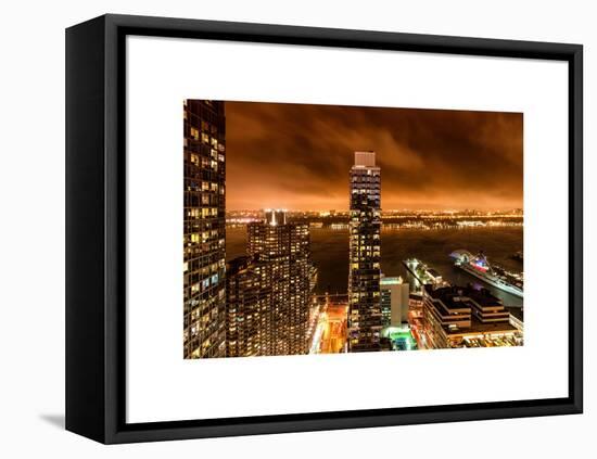 Landscape Foggy Night in Manhattan-Philippe Hugonnard-Framed Stretched Canvas