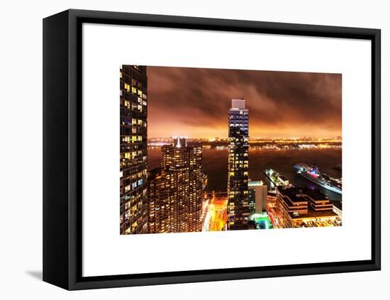 Landscape Foggy Night in Manhattan-Philippe Hugonnard-Framed Stretched Canvas