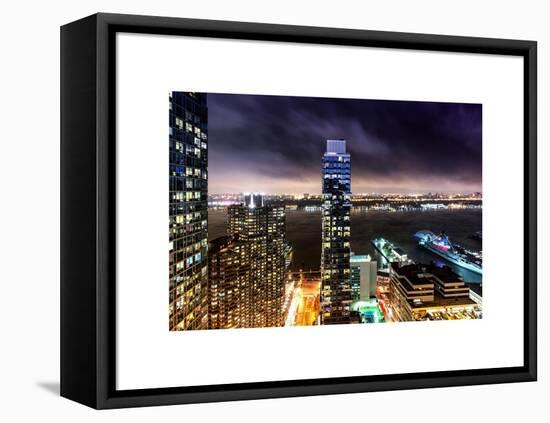 Landscape Foggy Night in Manhattan-Philippe Hugonnard-Framed Stretched Canvas