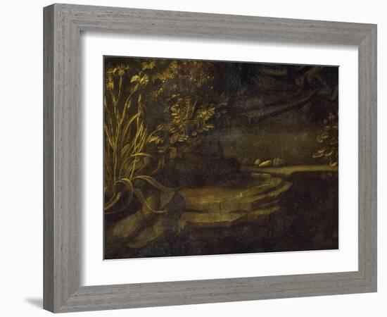 Landscape, from the Virgin of the Rocks, 1483-86, Bottom Left Hand Detail-Leonardo da Vinci-Framed Giclee Print