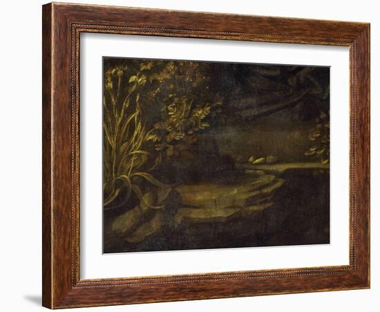 Landscape, from the Virgin of the Rocks, 1483-86, Bottom Left Hand Detail-Leonardo da Vinci-Framed Giclee Print