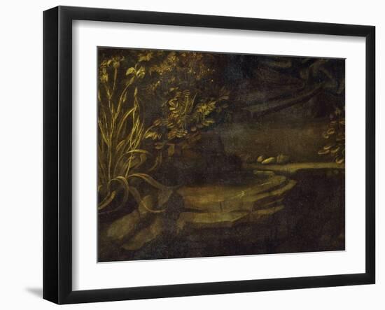 Landscape, from the Virgin of the Rocks, 1483-86, Bottom Left Hand Detail-Leonardo da Vinci-Framed Giclee Print