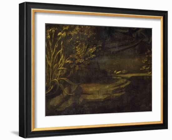 Landscape, from the Virgin of the Rocks, 1483-86, Bottom Left Hand Detail-Leonardo da Vinci-Framed Giclee Print