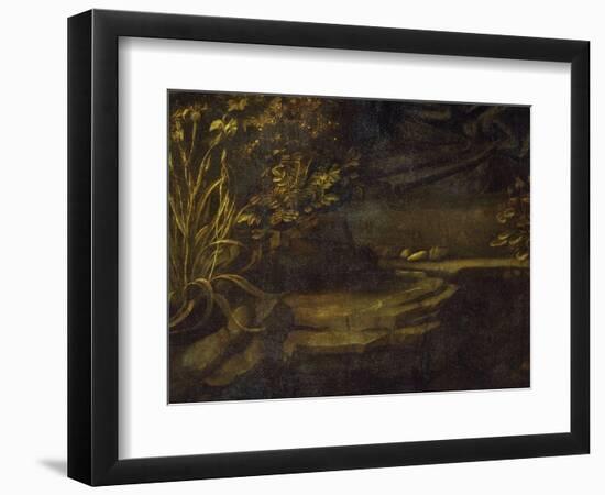 Landscape, from the Virgin of the Rocks, 1483-86, Bottom Left Hand Detail-Leonardo da Vinci-Framed Giclee Print