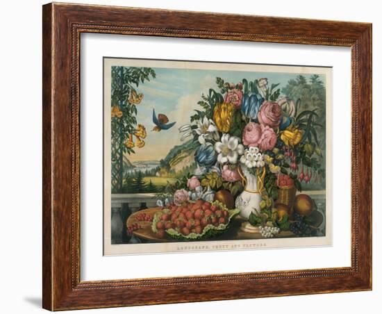 Landscape, Fruit and Flowers, 1862-Frances Flora Bond Palmer-Framed Giclee Print