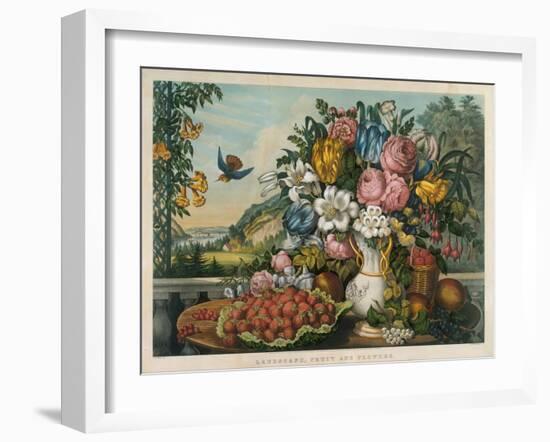 Landscape, Fruit and Flowers, 1862-Frances Flora Bond Palmer-Framed Giclee Print