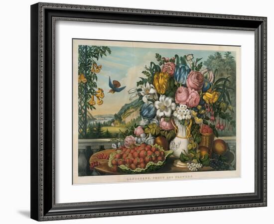 Landscape, Fruit and Flowers, 1862-Frances Flora Bond Palmer-Framed Giclee Print