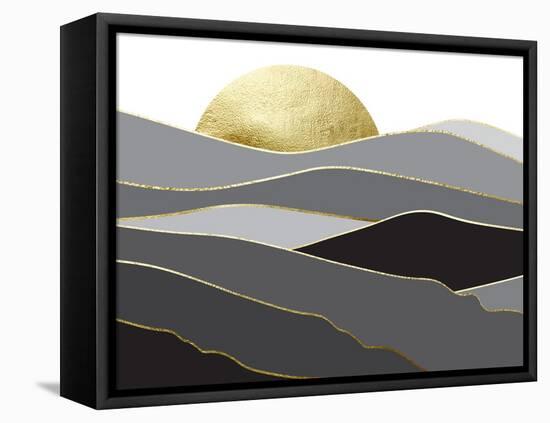 Landscape In Black And Gold 2-Urban Epiphany-Framed Stretched Canvas
