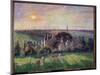 Landscape in Eragny, Church and Farm Painting by Camille Pissarro (1830-1903) 1895 Sun. 0,6X0,73 M-Camille Pissarro-Mounted Giclee Print