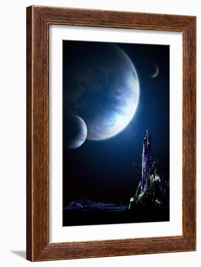 Landscape In Fantasy Planet-frenta-Framed Art Print