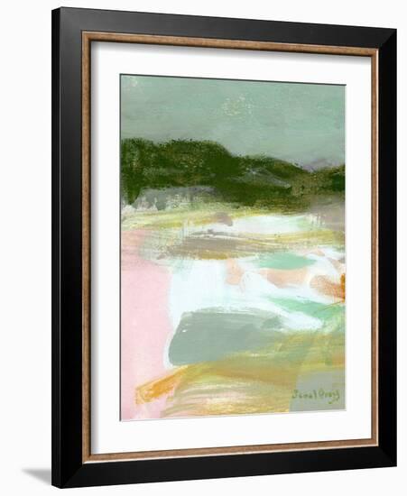 Landscape in Green, Gold & Pink I-Janel Bragg-Framed Art Print